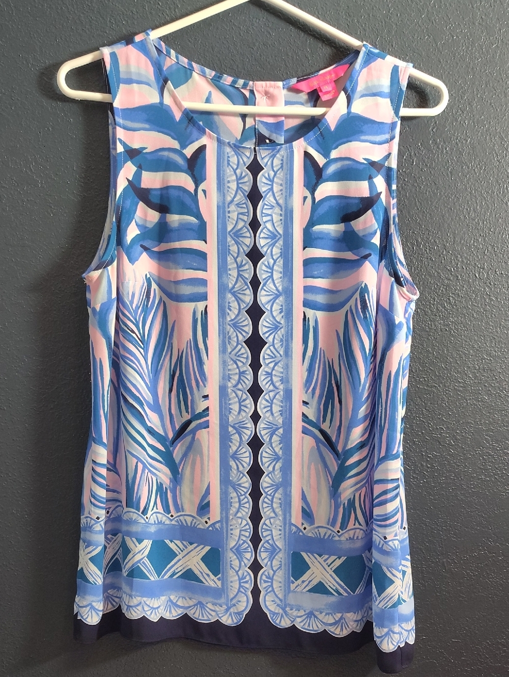 Lilly Pulitzer Blue & Pink Printed Sleeveless Top